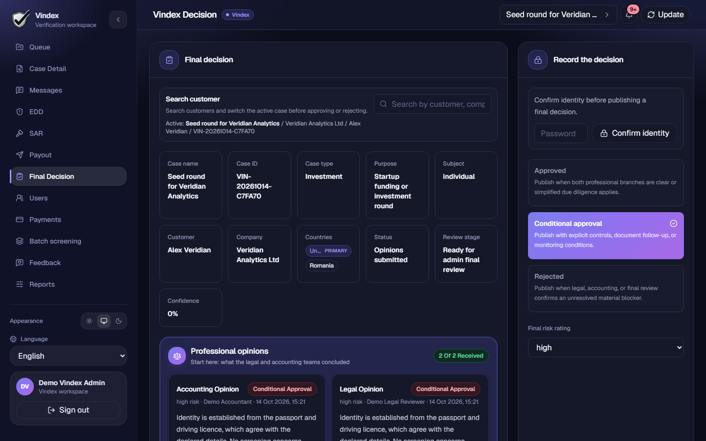 The Final Decision page