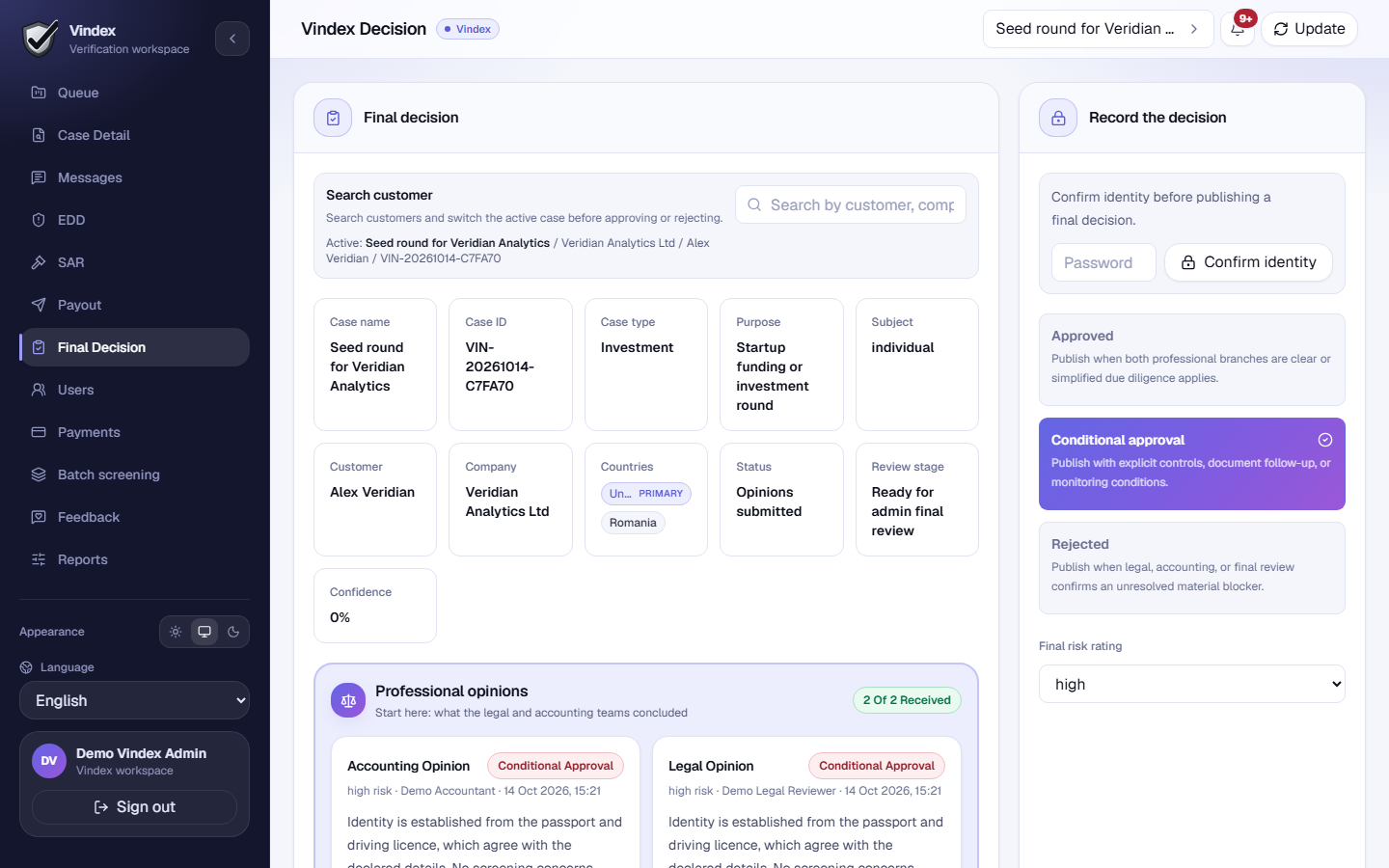 The Final Decision page